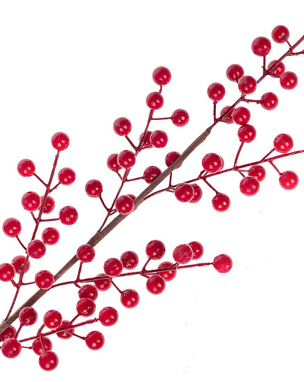 Ветка искусственная ягодная (пластик), H64 см Красный с доставкой по Астане